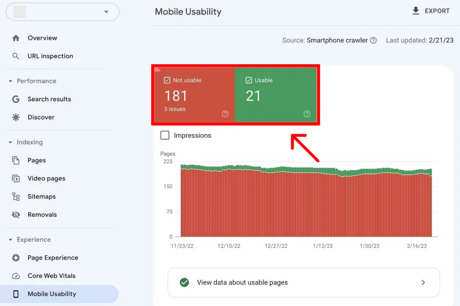 mobile usability from Google Search Console